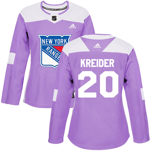 Adidas Rangers #20 Chris Kreider Purple Authentic Fights Cancer Women's Stitched NHL Jersey